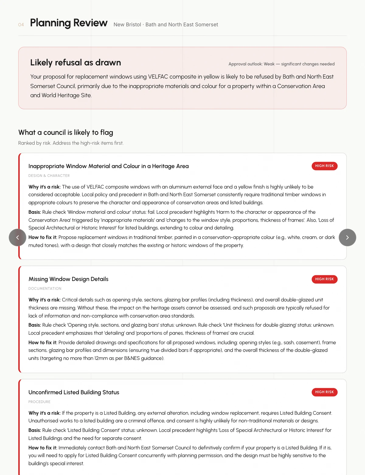 Planning review page inside a customer brochure